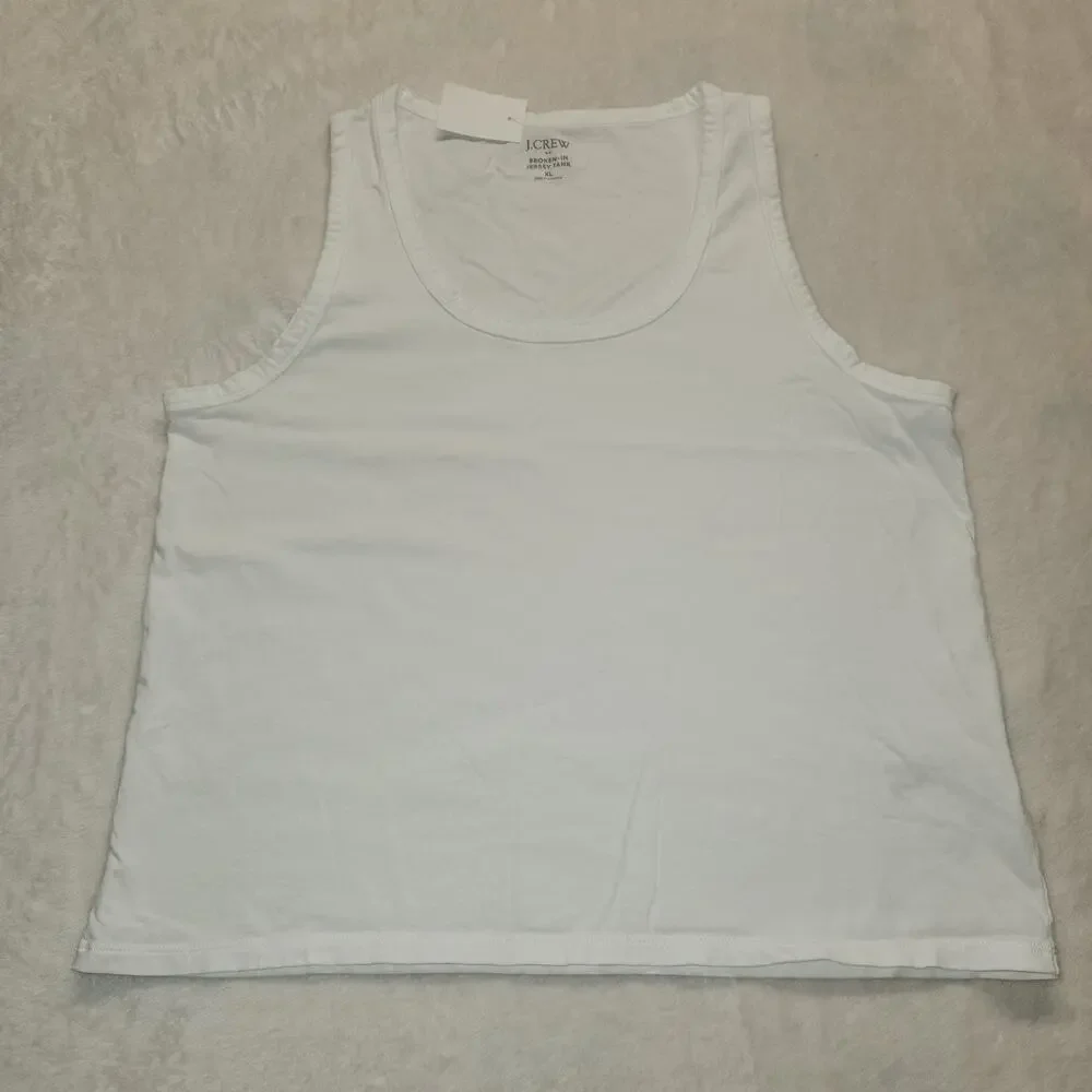 NWT J.Crew Broken-In Jersey Tank Cotton Jersey White XL Women's Tank